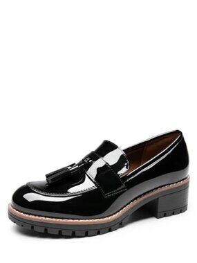 Womens Platform Loafers Slip On Chunky Heeled Penny Work Dressy Shoes